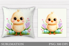 Easter Chick Pillow Sublimation. Easter Pillow Design Product Image 1