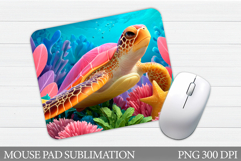 Turtle Mouse Pad Sublimation. Sea Mouse Pad Design Product Image 1