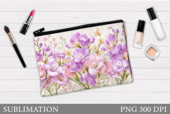 Floral Makeup Bag. Flowers Makeup Pouch Sublimation Product Image 1