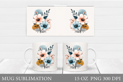 Flowers Mug Sublimation. Floral Mug Wrap Design Product Image 1