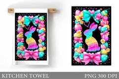 Easter Bunny Kitchen Towel. Bunny Kitchen Towel Sublimation Product Image 1
