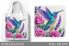 Hummingbird Tote Bag Design. Hummingbird Sublimation Product Image 1