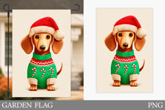 Christmas Dachshund Garden Flag. Christmas Garden Flag Product Image 1