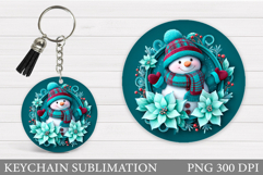 Christmas Snowman Keychain. Christmas Keychain Sublimation Product Image 1