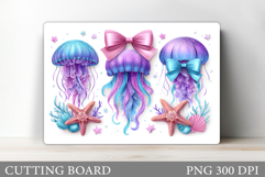 Jellyfish Cutting Board. Sea Kitchen Cutting Board Design Product Image 1