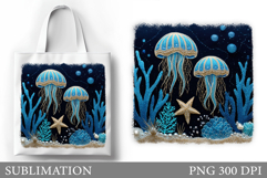 Dolphin Tote Bag Design. Jellyfish Tote Bag Sublimation Product Image 1