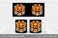 Halloween Mug Sublimation. Halloween Pumpkin Mug Design Product Image 1