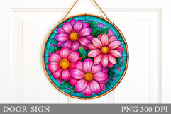 Floral Door Sign Sublimation. Flowers Door Sign Design Product Image 1