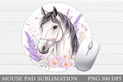 Horse Mouse Pad Design. Horse Round Mouse Pad Sublimation Product Image 1