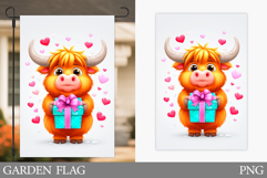 Valentines Cow Garden Flag. Valentines Garden Flag Design Product Image 1
