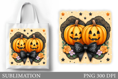 Halloween Pumpkin Sublimation. Cute Pumpkin Tote Bag Design Product Image 1