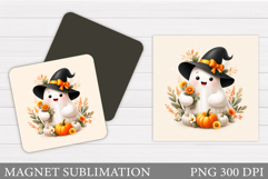 Halloween Ghost Magnet Design. Cute Ghost Sublimation Product Image 1