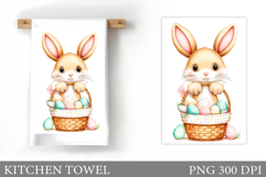 Easter Bunny Kitchen Towel. Bunny Kitchen Towel Sublimation Product Image 1