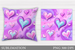 Hearts Pillow Sublimation. Valentines Pillow Design Product Image 1