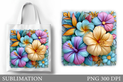 Hibiscus Tote Bag Design. Hibiscus Sublimation Product Image 1