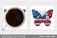 Patriotic Butterfly Coaster. Patriotic Coaster Design Product Image 1