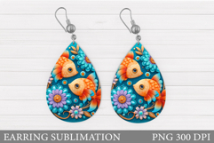 Fish Teardrop Earring. 3D Fish Earring Sublimation Product Image 1