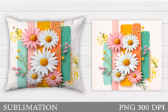 Daisy Flowers Pillow Sublimation. Flowers Pillow Design Product Image 1