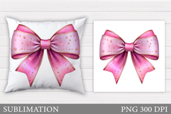 Pink Bow Pillow Design. Pink Bow Sublimation Product Image 1