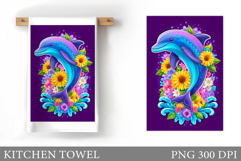 Dolphin Kitchen Towel. Sea Kitchen Towel Design Product Image 1