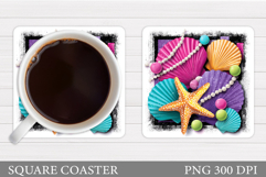 Starfish Coaster Sublimation. Seashell Coaster Design Product Image 1