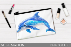 Dolphin Makeup Bag Design. Dolphin Cosmetics Bag Sublimation Product Image 1