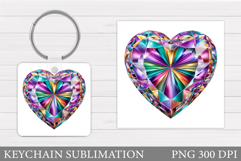 Heart Keychain Design. Valentine Keychain Sublimation Product Image 1