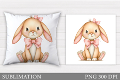 Cute Bunny Pillow Design. Cute Bunny Sublimation Product Image 1