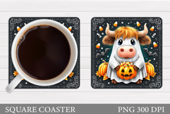Halloween Cow Coaster Design. Halloween Coaster Sublimation Product Image 1