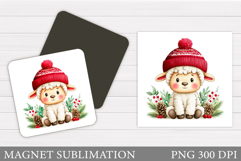 Christmas Lamb Magnet. Christmas Magnet Sublimation Product Image 1