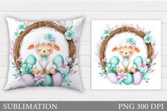 Easter Lamb Pillow Design. Easter Pillow Sublimation Product Image 1