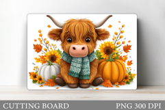 Highland Cow Cutting Board. Fall Cow Cutting Board Design Product Image 1