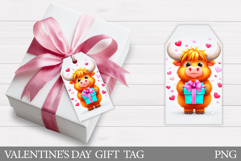 Valentines Cow Gift Tag Design. Valentine Gift Tag Printable Product Image 1