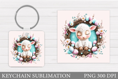 Easter Lamb Keychain Sublimation. Easter Keychain Design Product Image 1