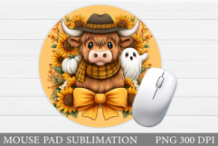 Halloween Cow Mouse Pad. Halloween Mouse Pad Sublimation Product Image 1
