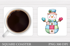 Cute Snowman Coaster Design. Christmas Coaster Sublimation Product Image 1