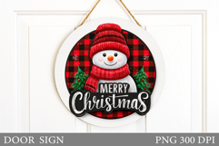 Cute Snowman Door Sign. Christmas Door Sign Sublimation Product Image 1