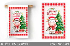 Christmas Cow Kitchen Towel. Christmas Kitchen Towel Design Product Image 1