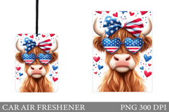 Patriotic Cow Car Air Freshener. Patriotic Cow Sublimation Product Image 1