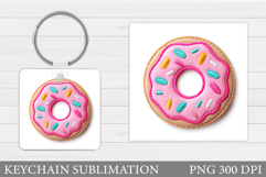 Pink Donut Keychain Design. Donut Sublimation Product Image 1