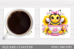 Cute Bee Coaster Design. Cute Bee Sublimation Product Image 1