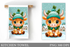 Christmas Cow Kitchen Towel. Christmas Kitchen Towel Design Product Image 1