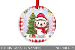 Cute Hedgehog Christmas Ornament. Cute Hedgehog Sublimation Product Image 1