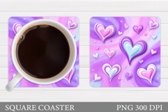 Hearts Coaster Design. Valentine Coaster Sublimation Product Image 1