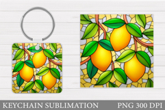 Lemons Keychain Sublimation. Lemons Keychain Design Product Image 1