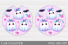 Halloween Ghost Car Coaster. Cute Halloween Car Coaster Product Image 1