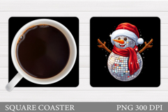 Disco Snowman Coaster. Christmas Coaster Sublimation Product Image 1