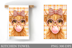 Cow Kitchen Towel Design. Cow Flowers Kitchen Towel Product Image 1