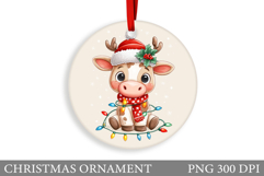 Cute Cow Christmas Ornament. Christmas Ornament Sublimation Product Image 1