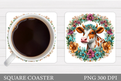 Cow Coaster Design. Cow Sublimation Product Image 1
